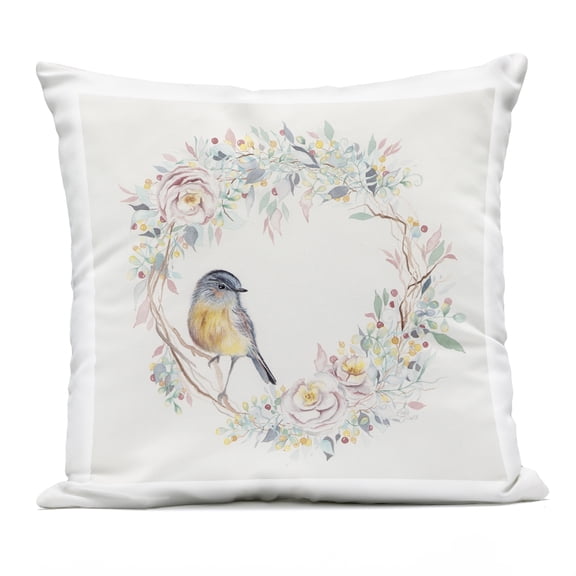 Stupell Industries Spring Bird on Flower Wreath Outdoor Printed Pillow, design by Cady Driver