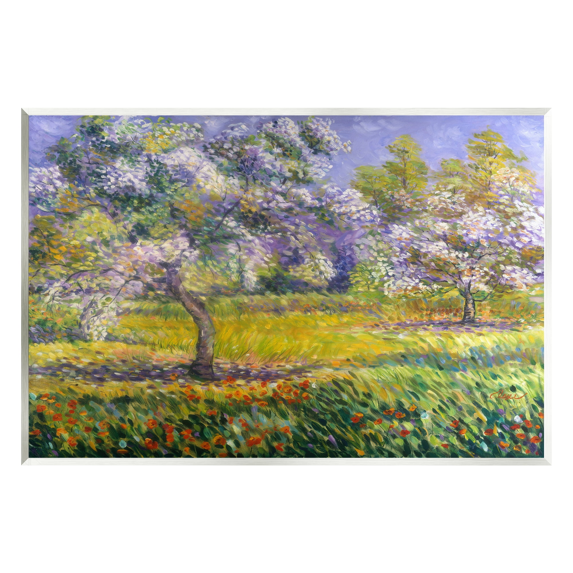Stupell Industries Spring Blooming Trees Landscape Painting Unframed Art Print Wall Art, 15 x 10