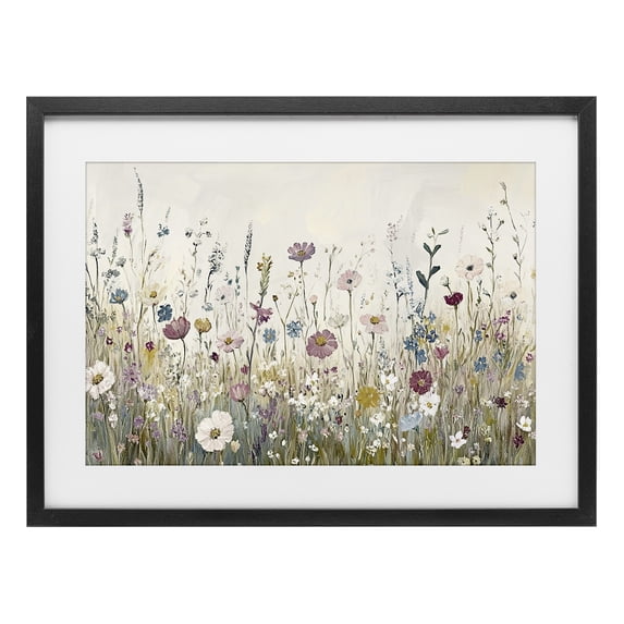 Stupell Industries Cottage Spring Blooms Pastoral Meadow Black Framed Print Under Glass, 20 x 14, by Kim Allen
