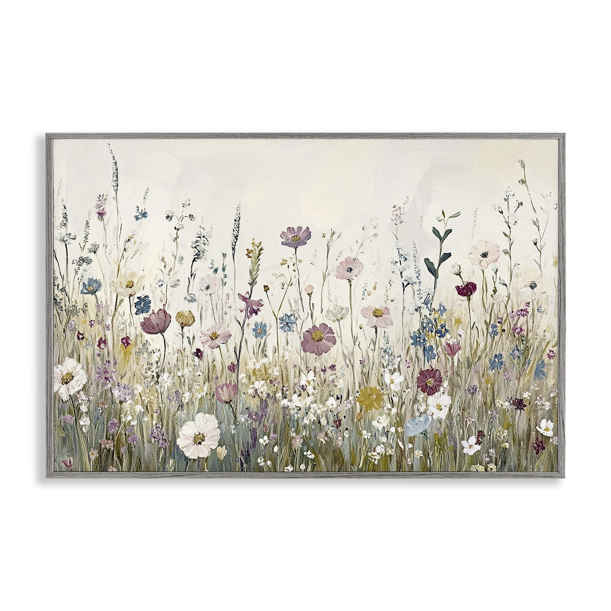 Stupell Industries Spring Blooms Pastoral Meadow Gray Framed Giclee Art, design by Kim Allen