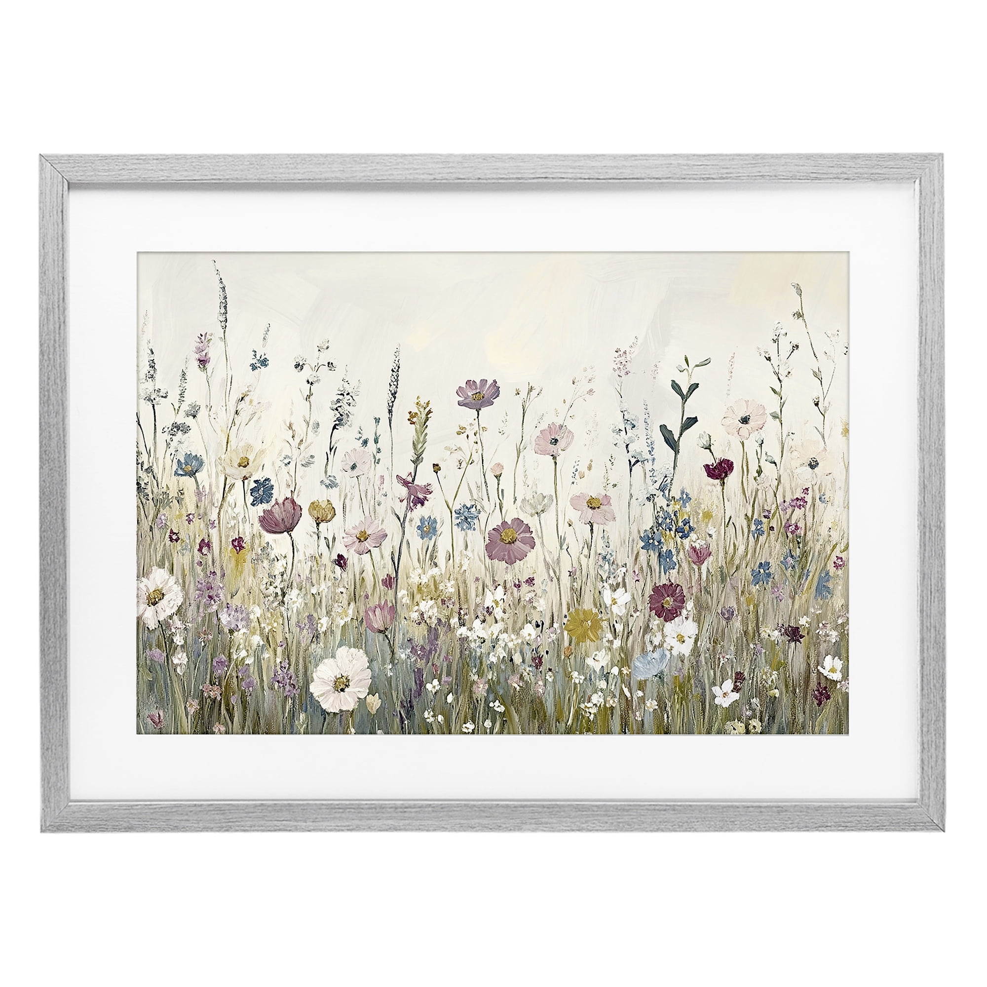 Stupell Industries Spring Blooms Pastoral Meadow Gray Framed Print Under Glass, design by Kim Allen