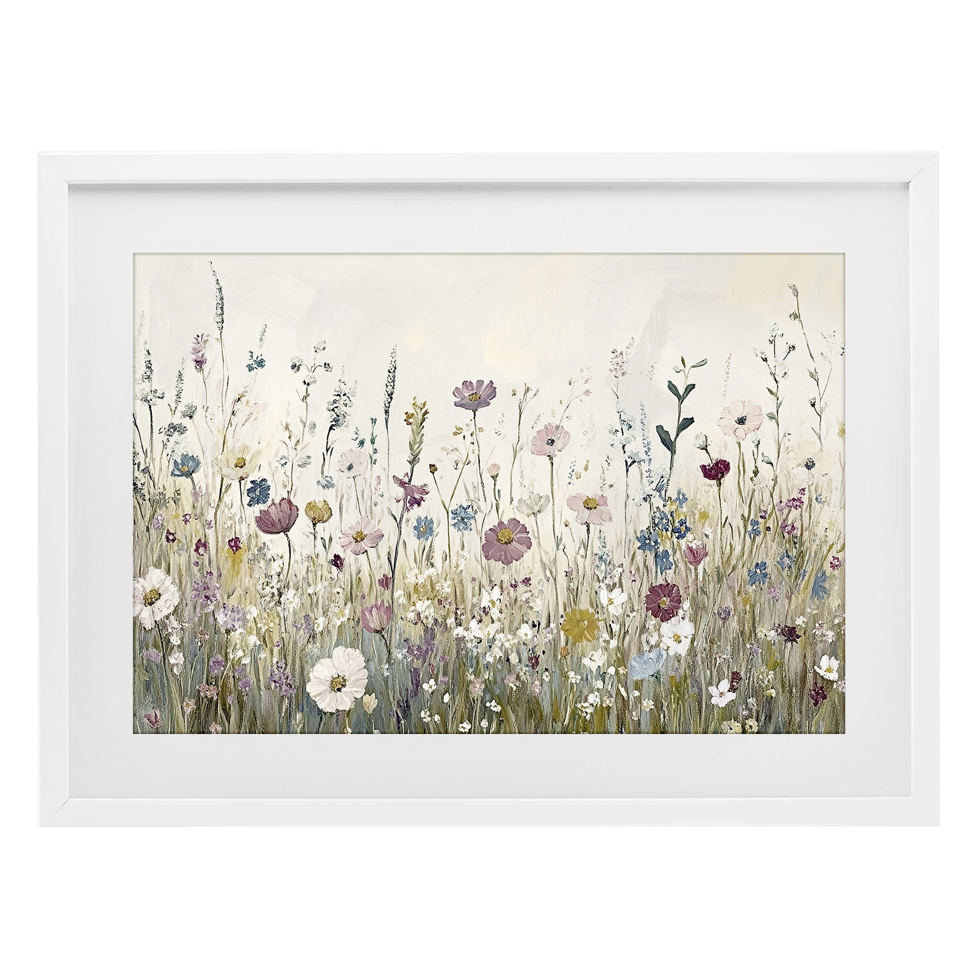 Stupell Industries Spring Blooms Pastoral Meadow White Framed Print Under Glass, design by Kim Allen