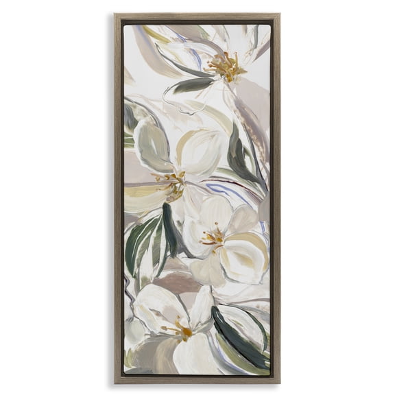 Stupell Industries Spring Blooms in Earth Tones Brown Framed Floater Canvas Wall Art design by Hannah Dawson, 25 x 11