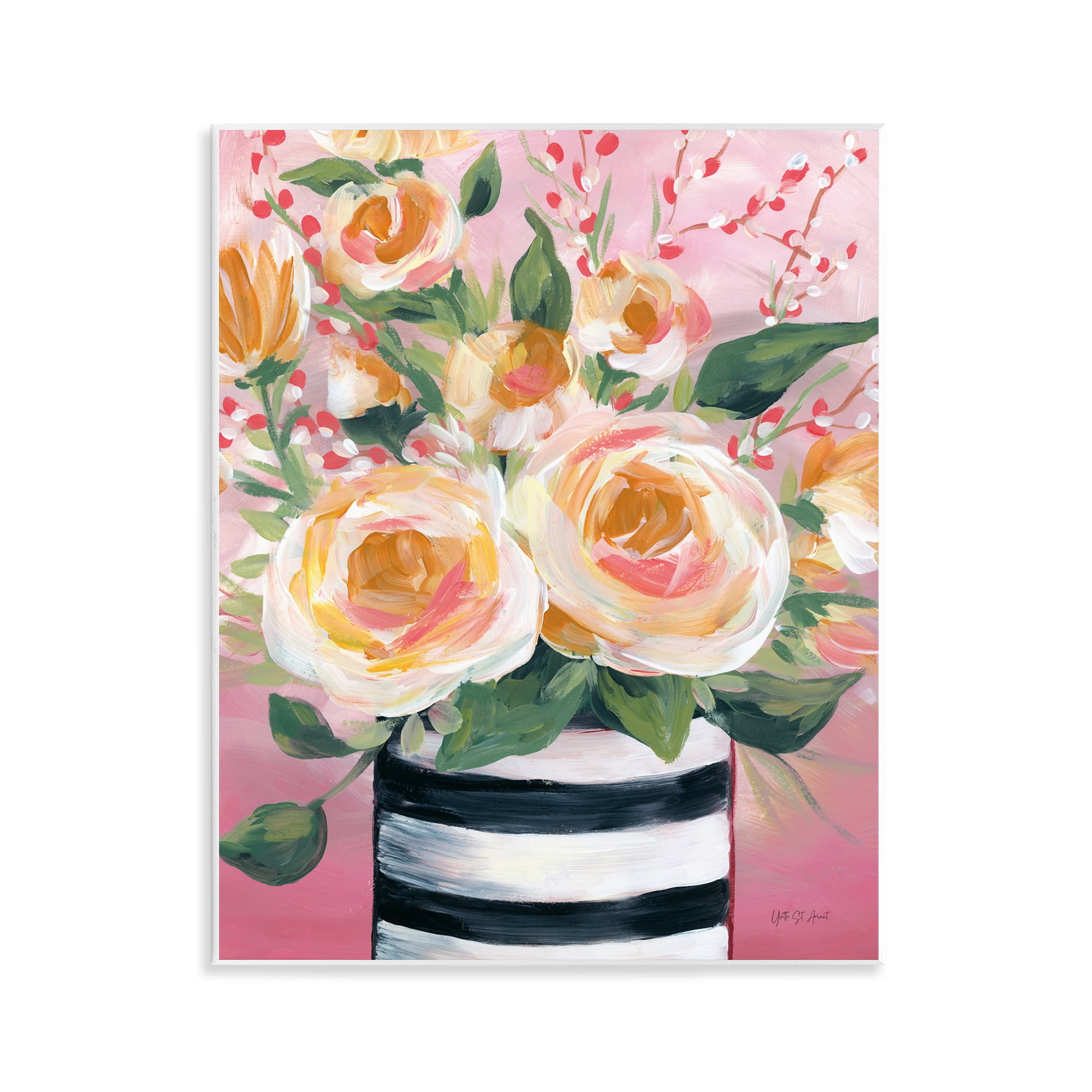Stupell Industries Spring Blooms in Striped Vase Wall Plaque Art, design by Yvette St. Amant