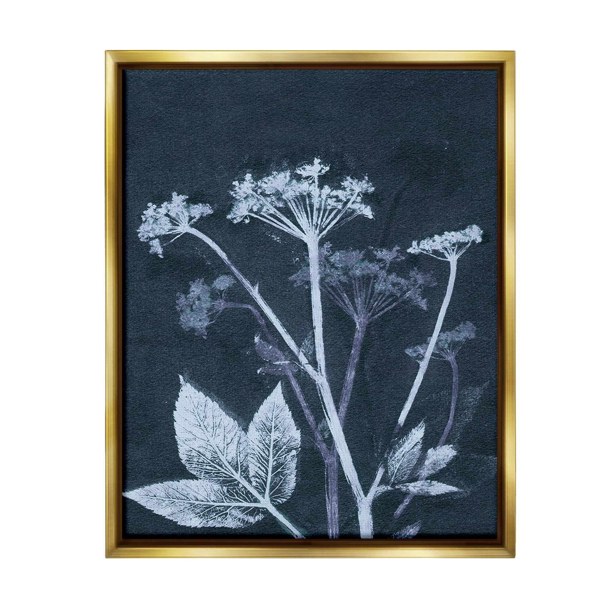 Stupell Industries Spring Botanical Shapes Botanical & Floral Painting Gold Floater Framed Canvas Art Print Wall Art, 17 x 21
