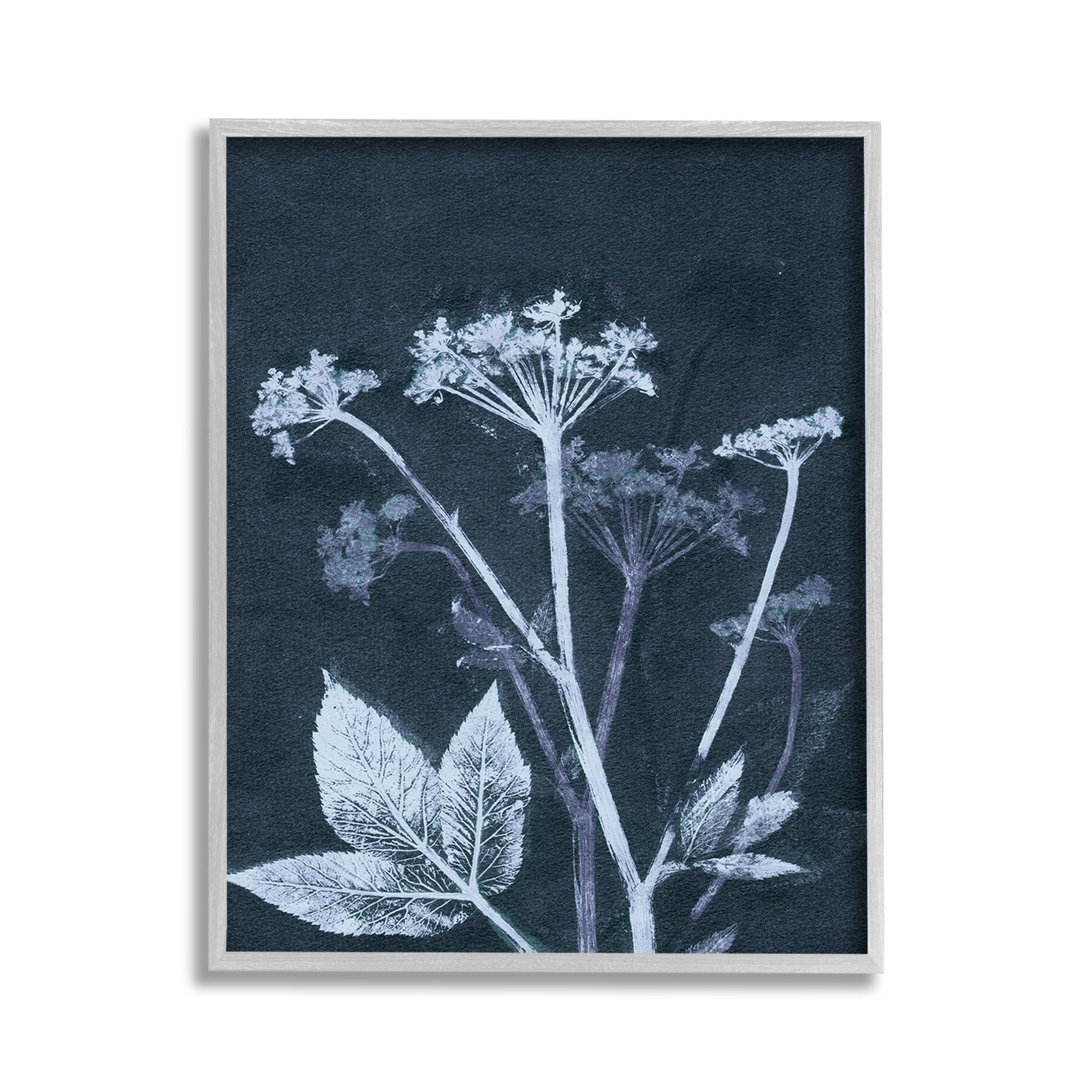 Stupell Industries Spring Botanical Shapes Botanical & Floral Painting Gray Framed Art Print Wall Art, 11 x 14
