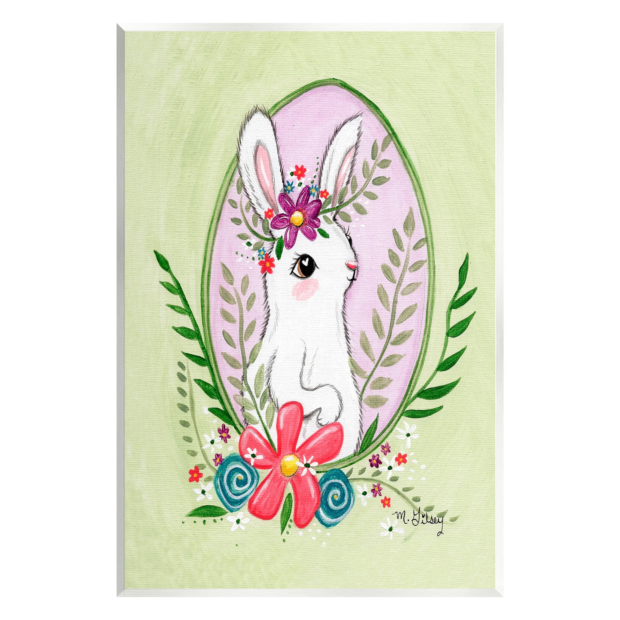 Stupell Industries Spring Bunny & Blossom Animals & Insects Painting Unframed Art Print Wall Art, 10 x 15