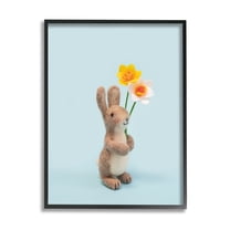 Stupell Industries Spring Bunny Floral Daffodils Holiday Photography Black Framed Art Print Wall Art