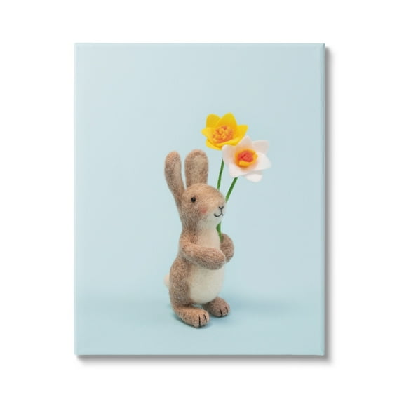 Stupell Industries Spring Bunny Floral Daffodils Holiday Photography Gallery Wrapped Canvas Print Wall Art