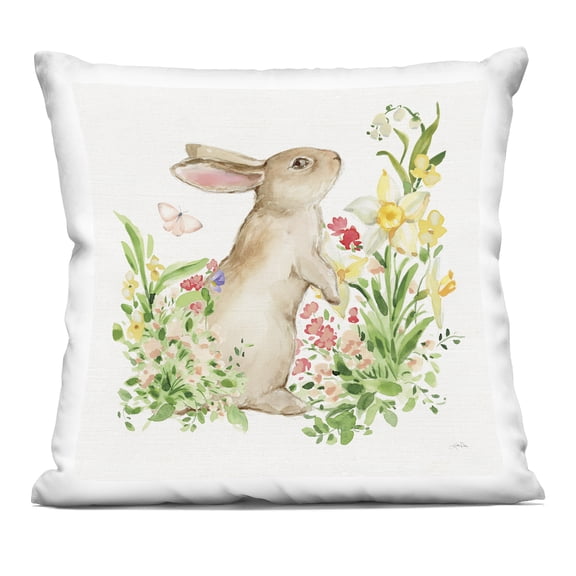 Stupell Industries Spring Celebration Rabbit Decorative Printed Throw Pillow design by Katrina Pete, 18 x 7 x 18
