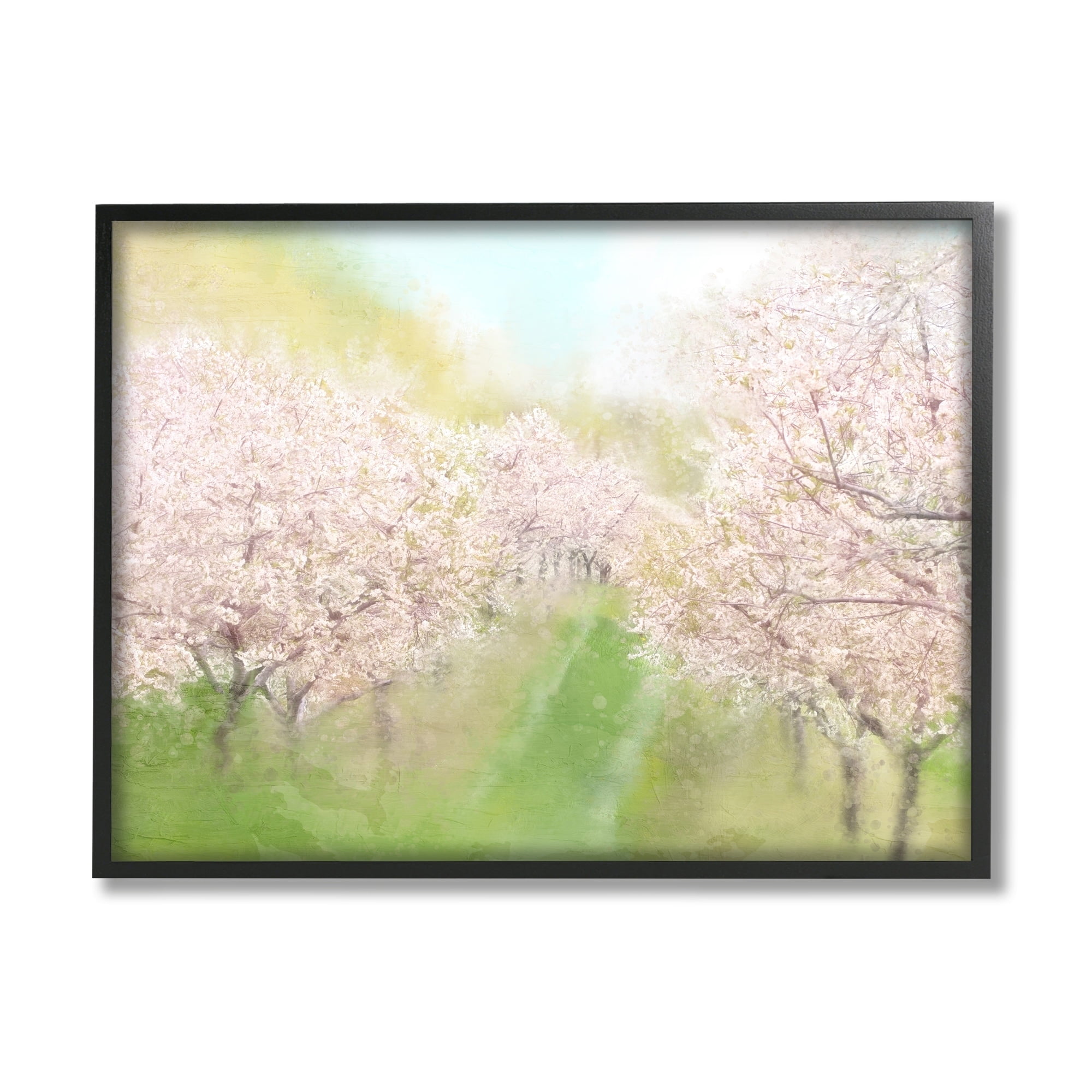 Stupell Industries Spring Cherry Blossom Orchard Grove Pink Petals Painting Black Framed Art Print Wall Art, Design by Kim Allen