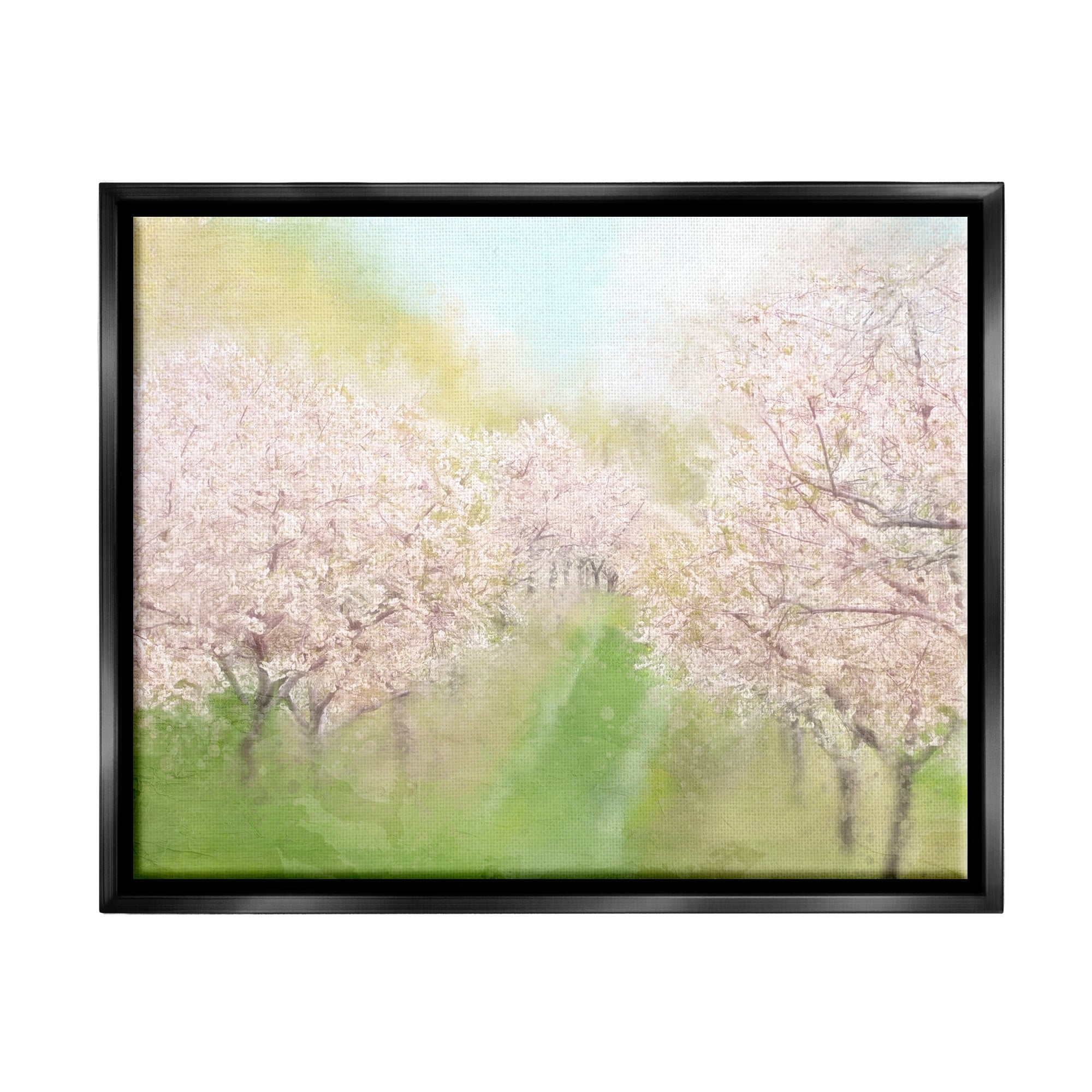 Stupell Industries Spring Cherry Blossom Orchard Grove Pink Petals Painting Jet Black Floating Framed Canvas Print Wall Art, Design by Kim Allen