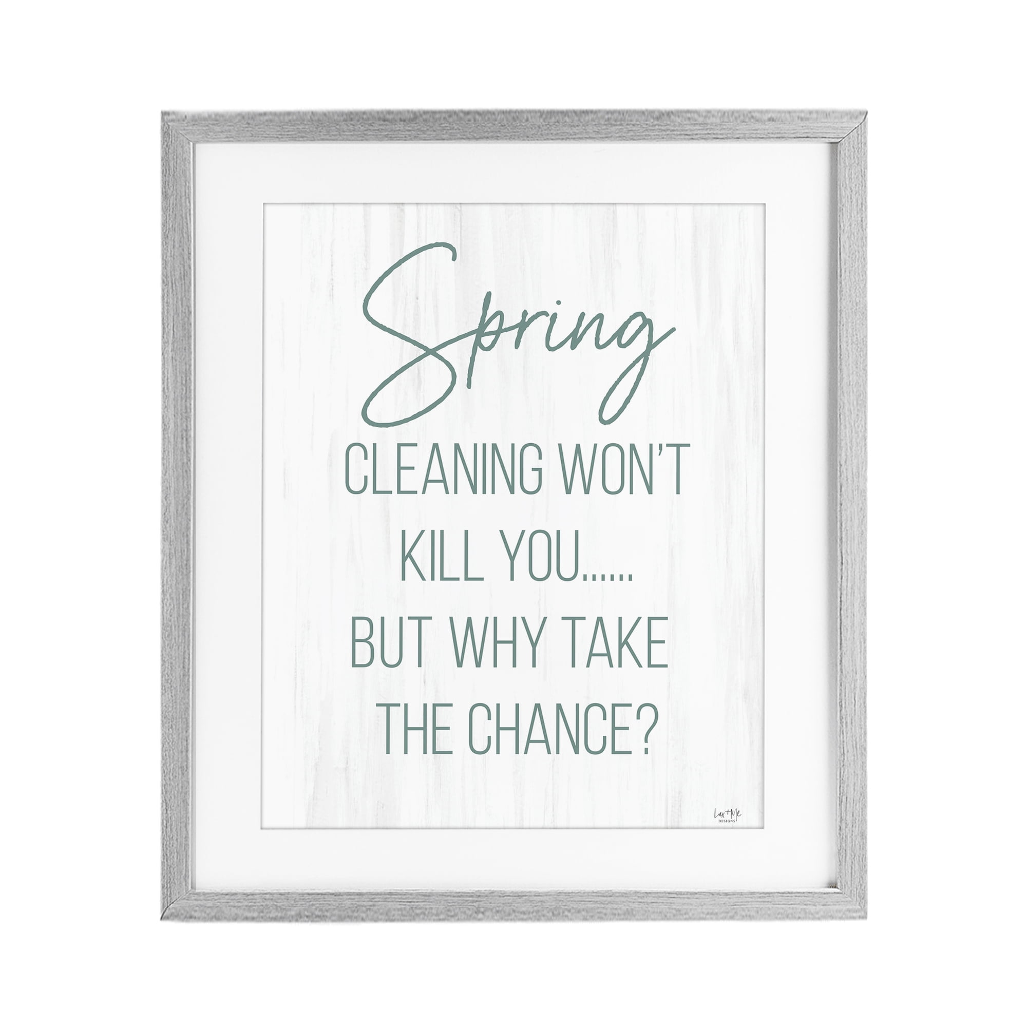 Stupell Industries Spring Cleaning Won't Kill You Gray Framed Print Under Glass, design by Lux + Me Designs