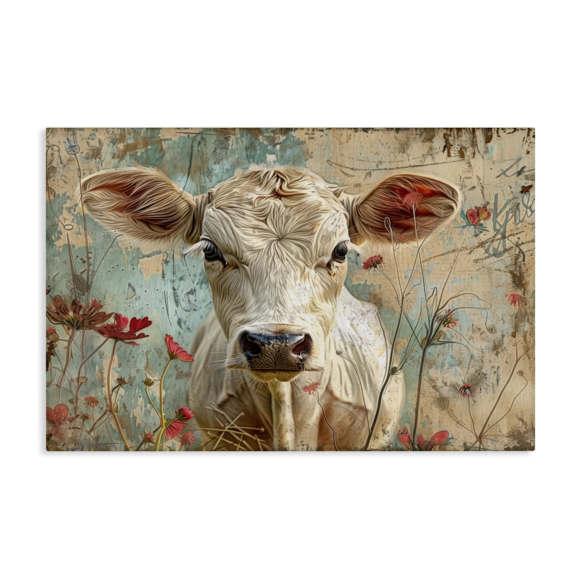 Stupell Industries Spring Country Cow Animals Painting Wrapped Canvas Art Print Wall Art, 24 x 16