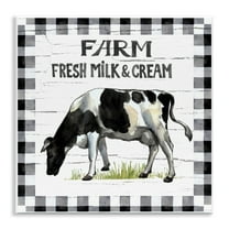 Stupell Industries Spring Cow with Border Animals Painting Unframed Art Print Wall Art, 12 x 12