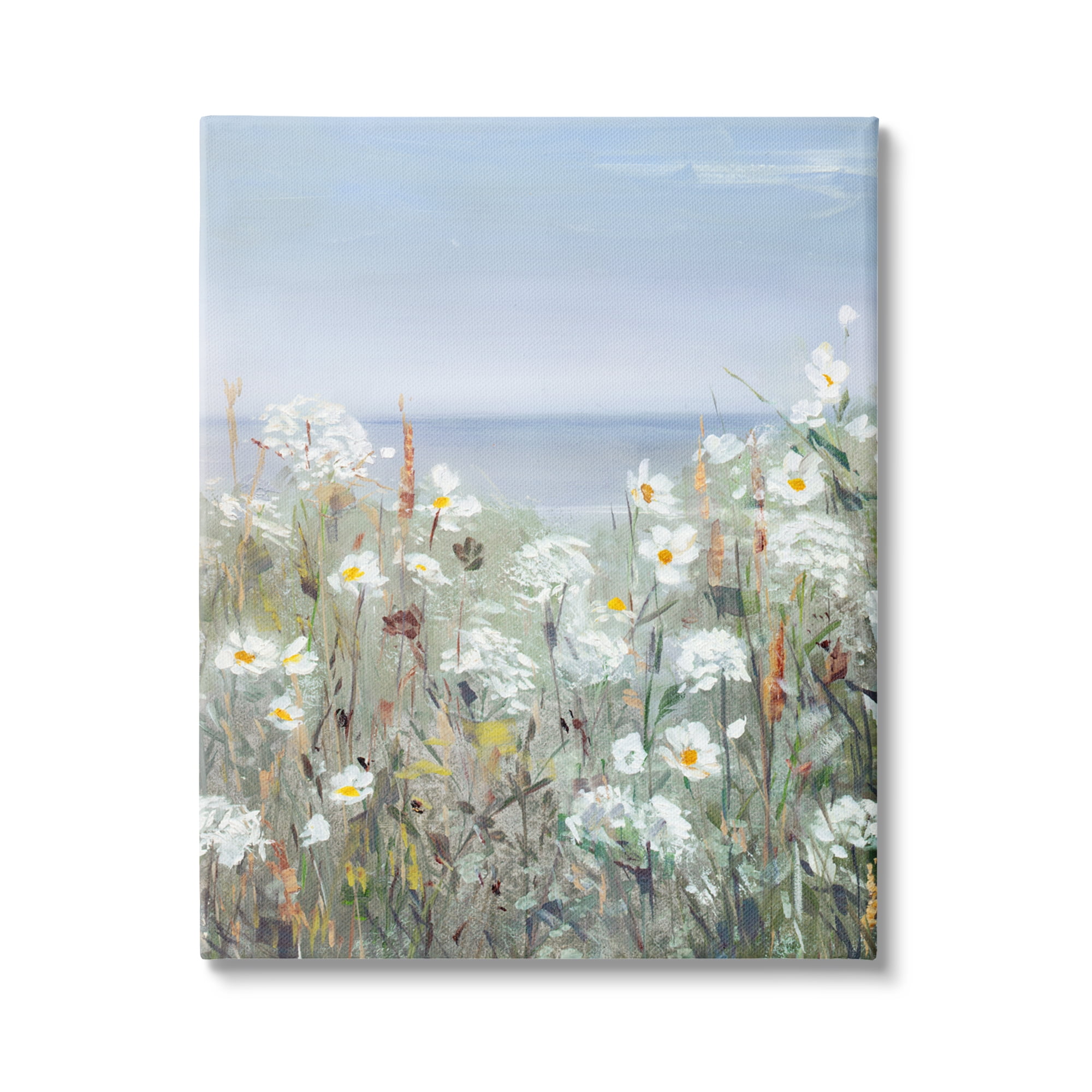 Stupell Industries Spring Daisy Flower Blooms Beachside Ocean View Painting Gallery Wrapped Canvas Print Wall Art, Design by Sally Swatland