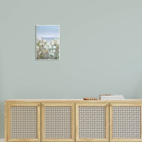 Stupell Industries Spring Daisy Flower Blooms Beachside Ocean View Painting Unframed Art Print Wall Art, Design by Sally Swatland