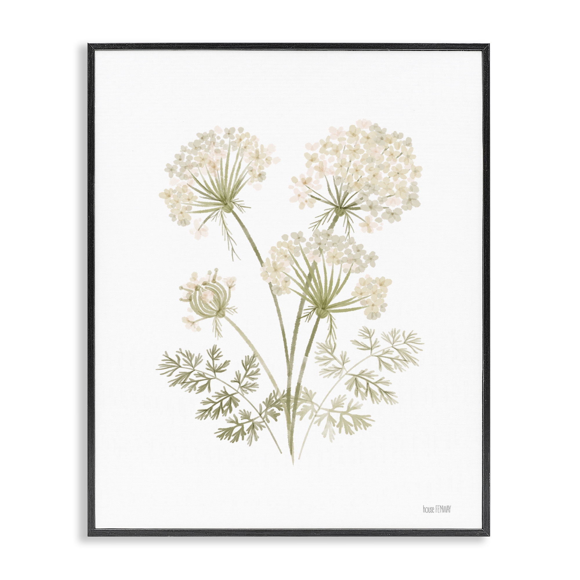 Stupell Industries Spring Dandelion Sprigs Plants & Flowers Painting Black Framed Art Print Wall Art, 24 x 30