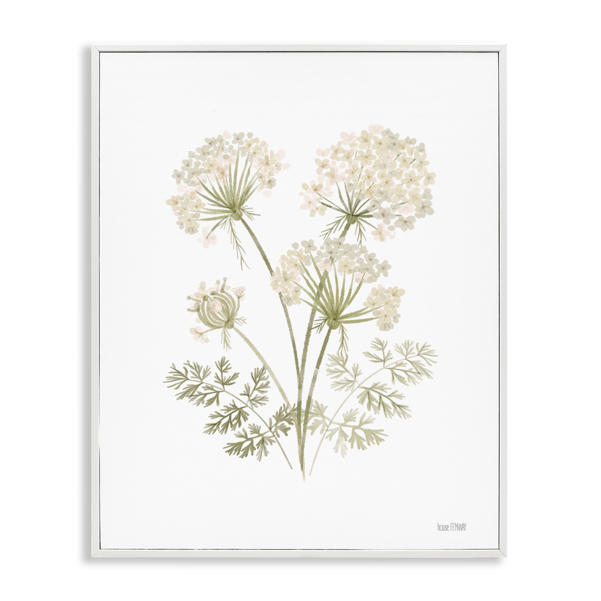 Stupell Industries Spring Dandelion Sprigs Plants & Flowers Painting White Framed Art Print Wall Art, 16 x 20