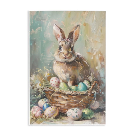 Stupell Industries Spring Easter Bunny Basket Wall Plaque Art design by LSR Design Studio, 15 x 10