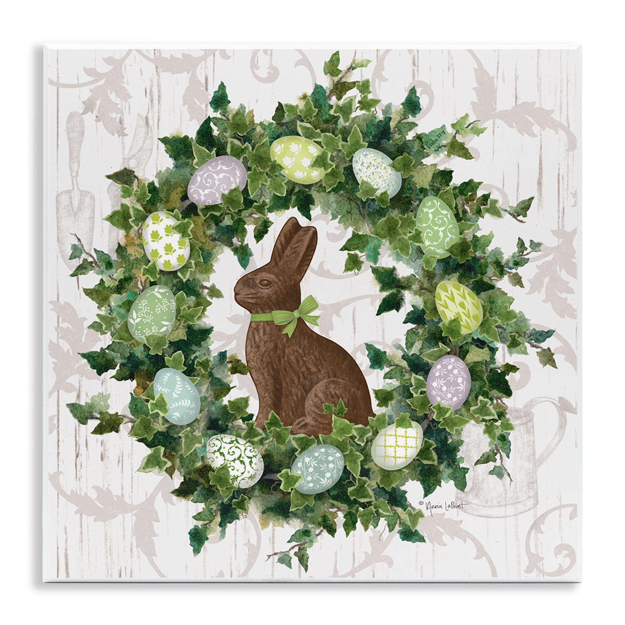 Stupell Industries Spring Easter Egg Wreath Botanical & Floral Painting Unframed Art Print Wall Art, 12 x 12