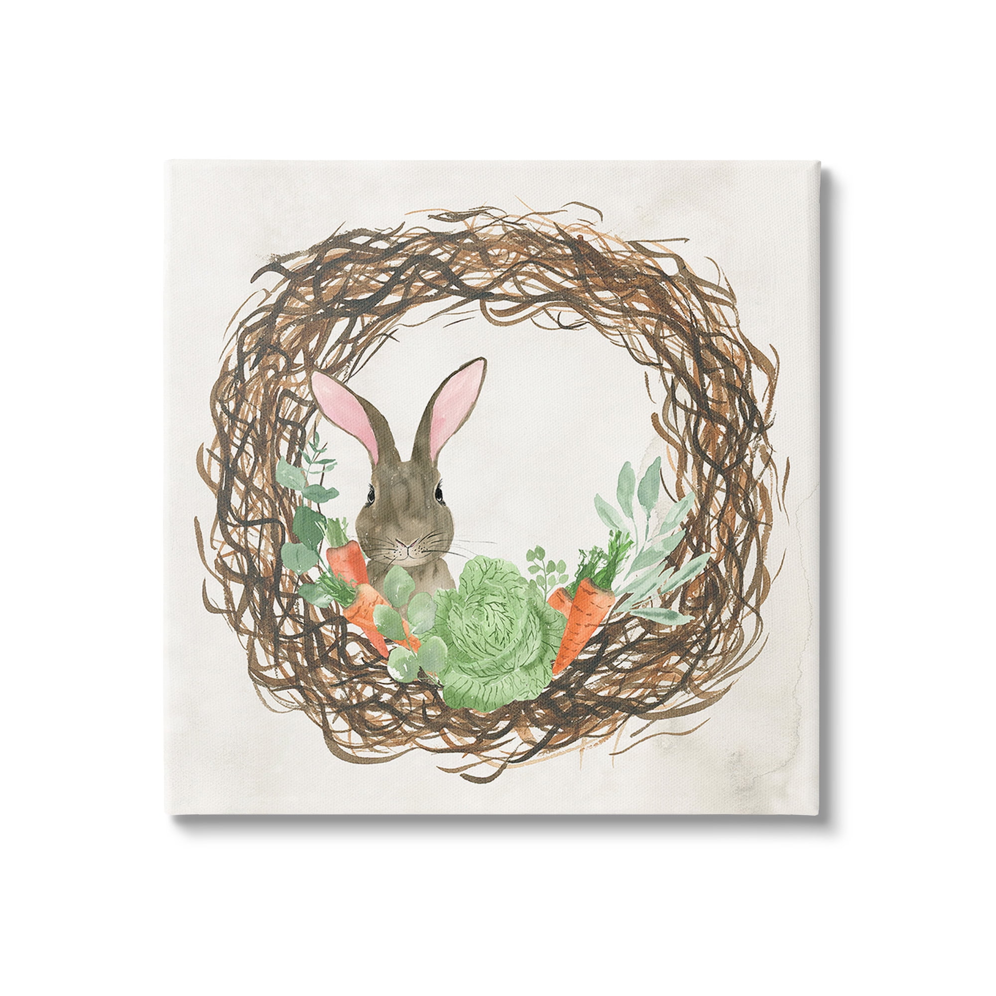 Stupell Industries Spring Easter Wreath Animals & Insects Painting Gallery Wrapped Canvas Art Print Wall Art, 24 x 24