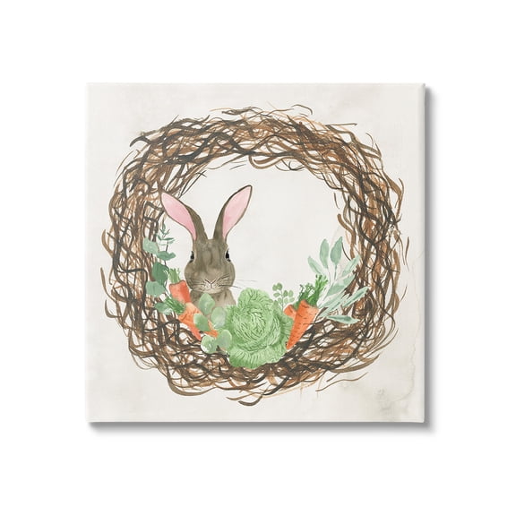 Stupell Industries Spring Easter Wreath Animals & Insects Painting Gallery Wrapped Canvas Art Print Wall Art, 30 x 30