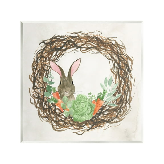 Stupell Industries Spring Easter Wreath Animals & Insects Painting Unframed Art Print Wall Art, 12 x 12
