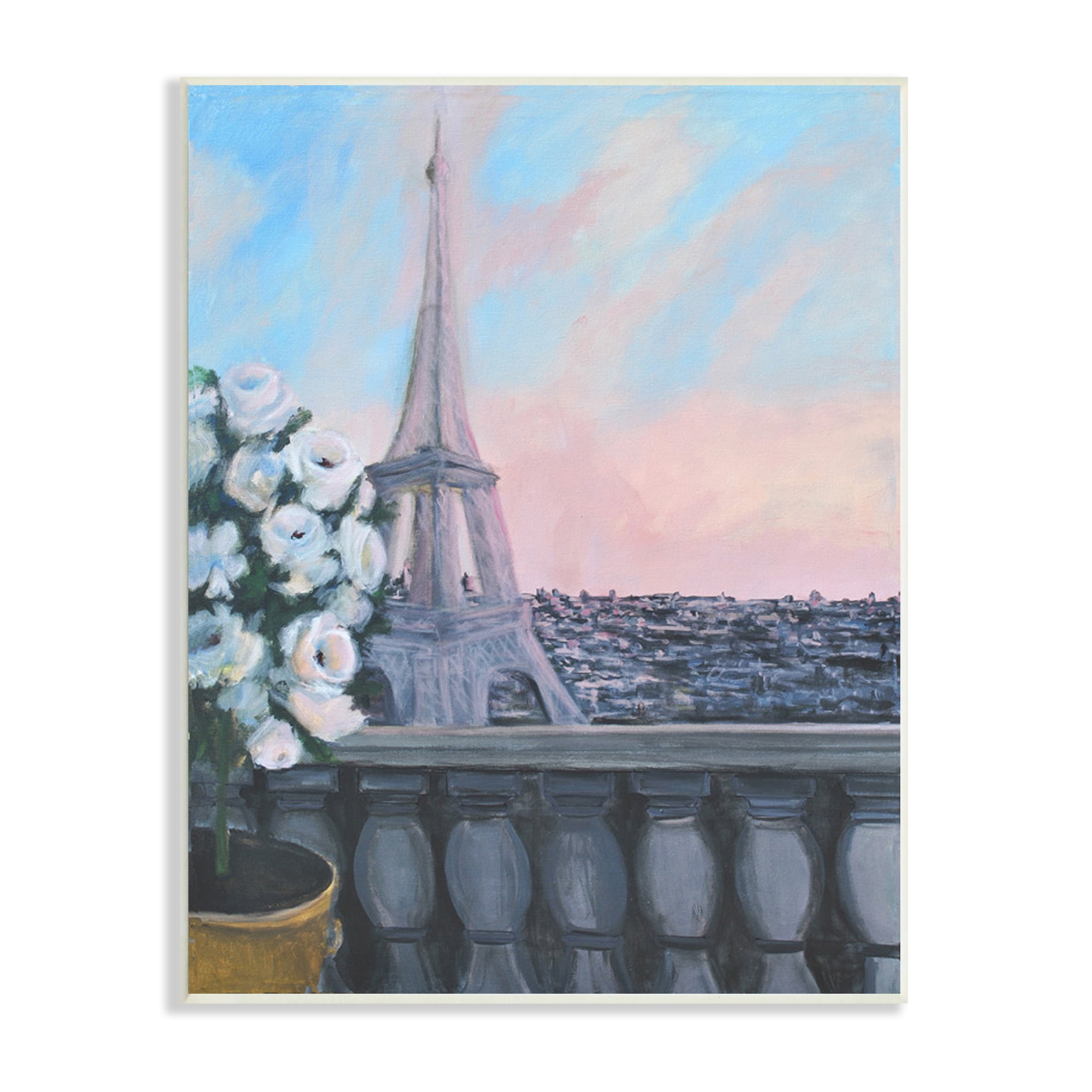 Stupell Industries Spring Eiffel Tower Balcony Traditional European Architecture, 13 x 19, Design by Allayn Stevens