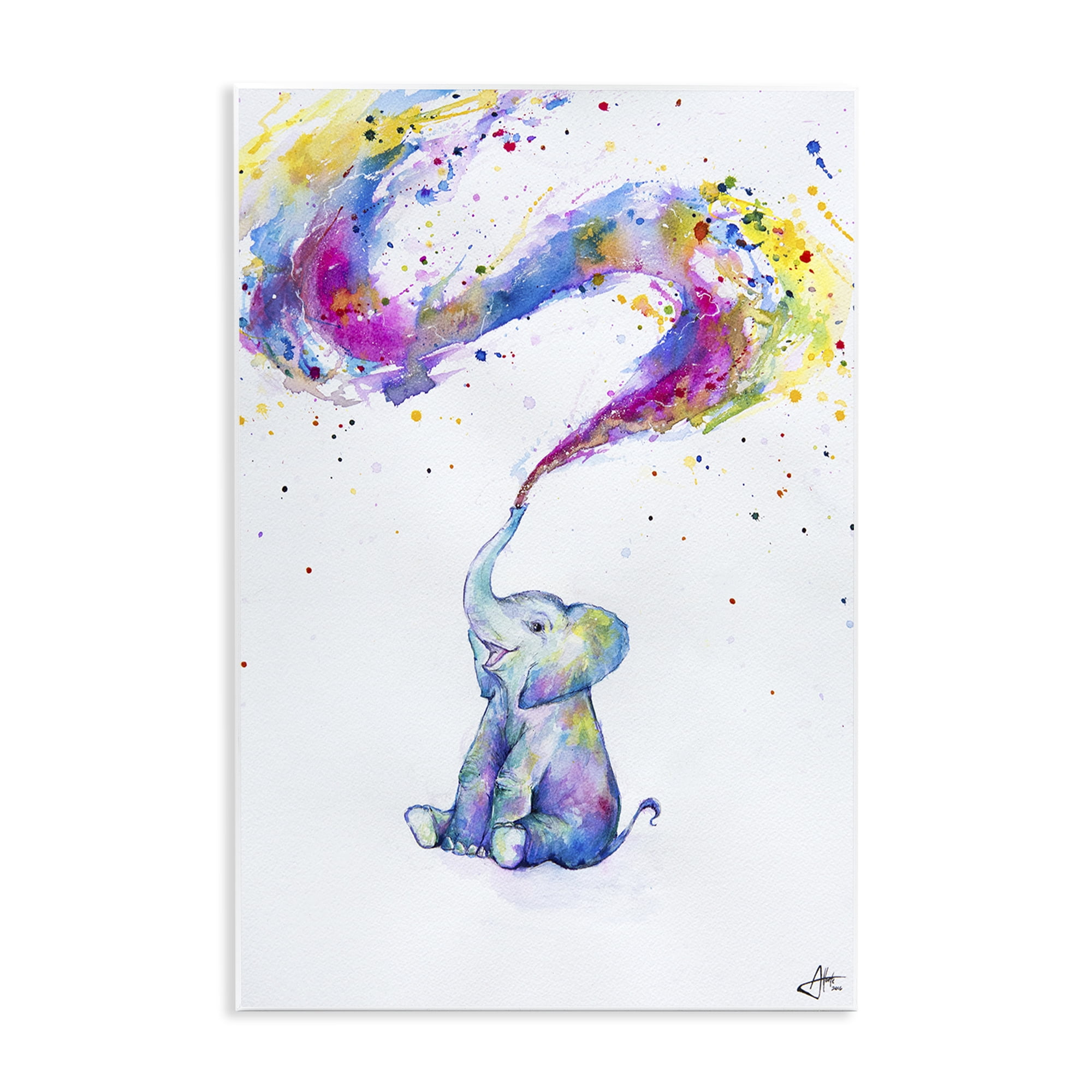 Stupell Industries Spring Elephant & Paint Splatter Wall Plaque Art, design by Marc Allante