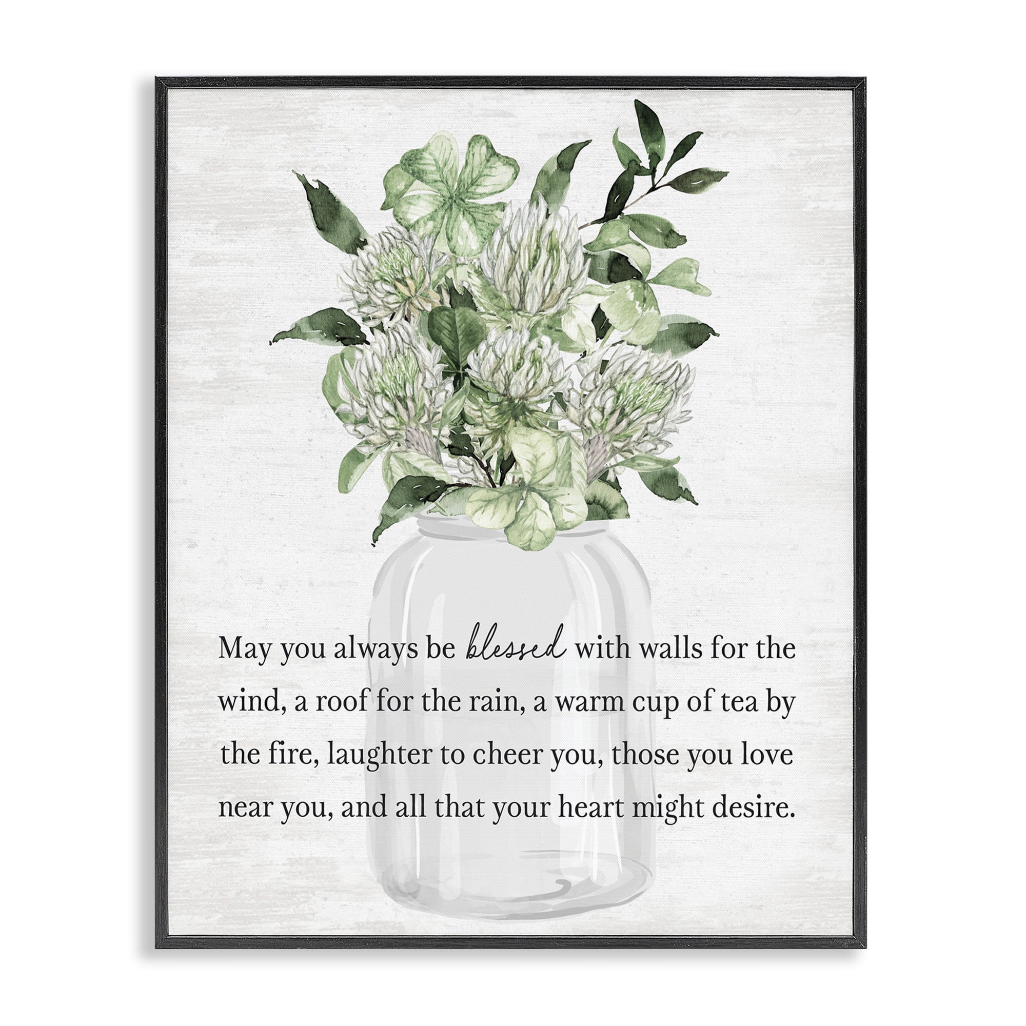 Stupell Industries Spring Floral Blessing Botanical & Floral Painting Black Framed Art Print Wall Art, 11 x 14