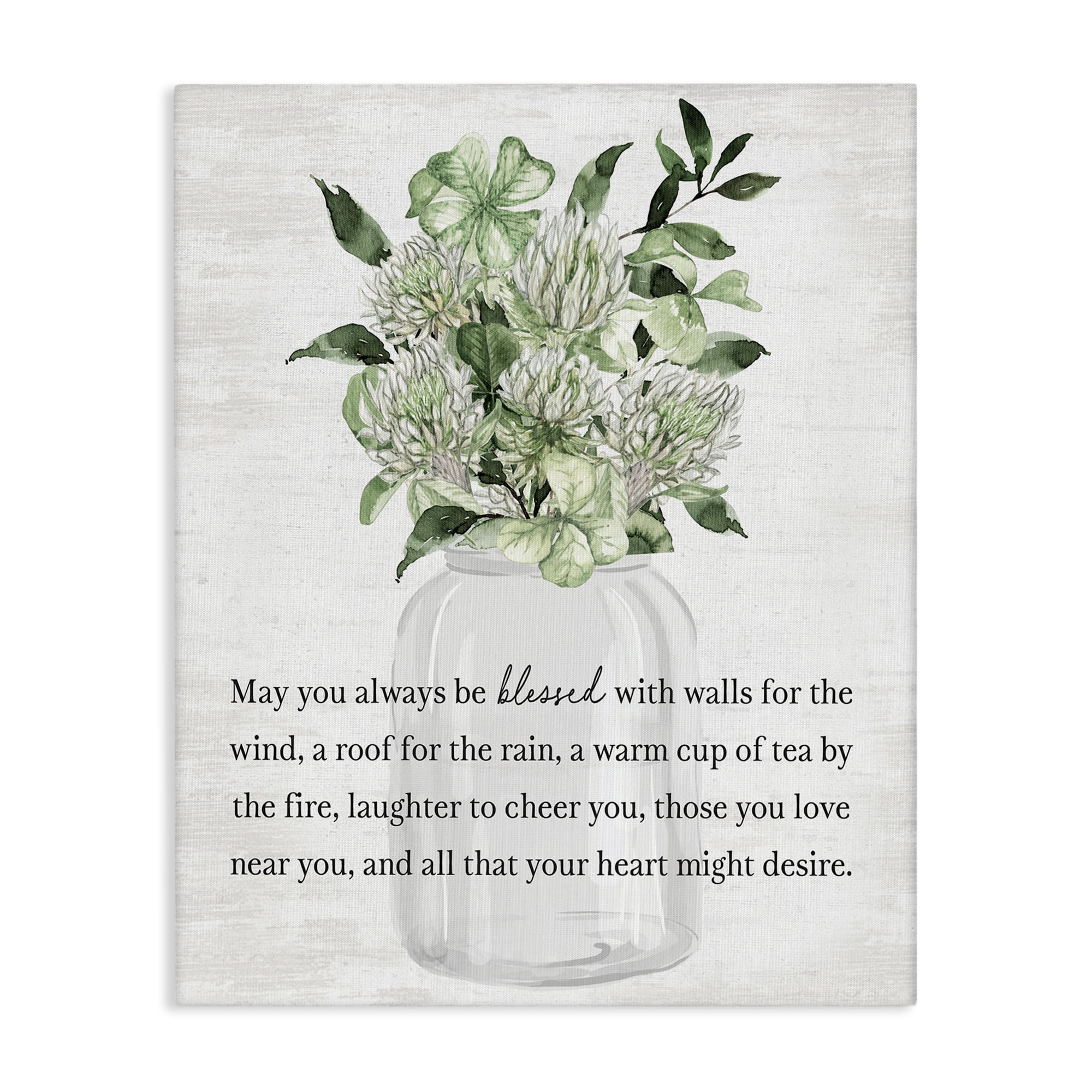 Stupell Industries Spring Floral Blessing Botanical & Floral Painting Gallery Wrapped Canvas Art Print Wall Art, 36 x 48