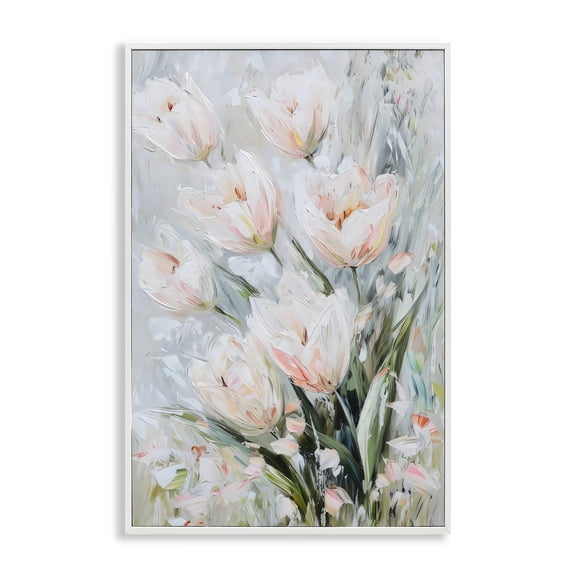 Stupell Industries Spring Floral Blossoms Floral Painting White Framed Art Print Wall Art, 12 x 18