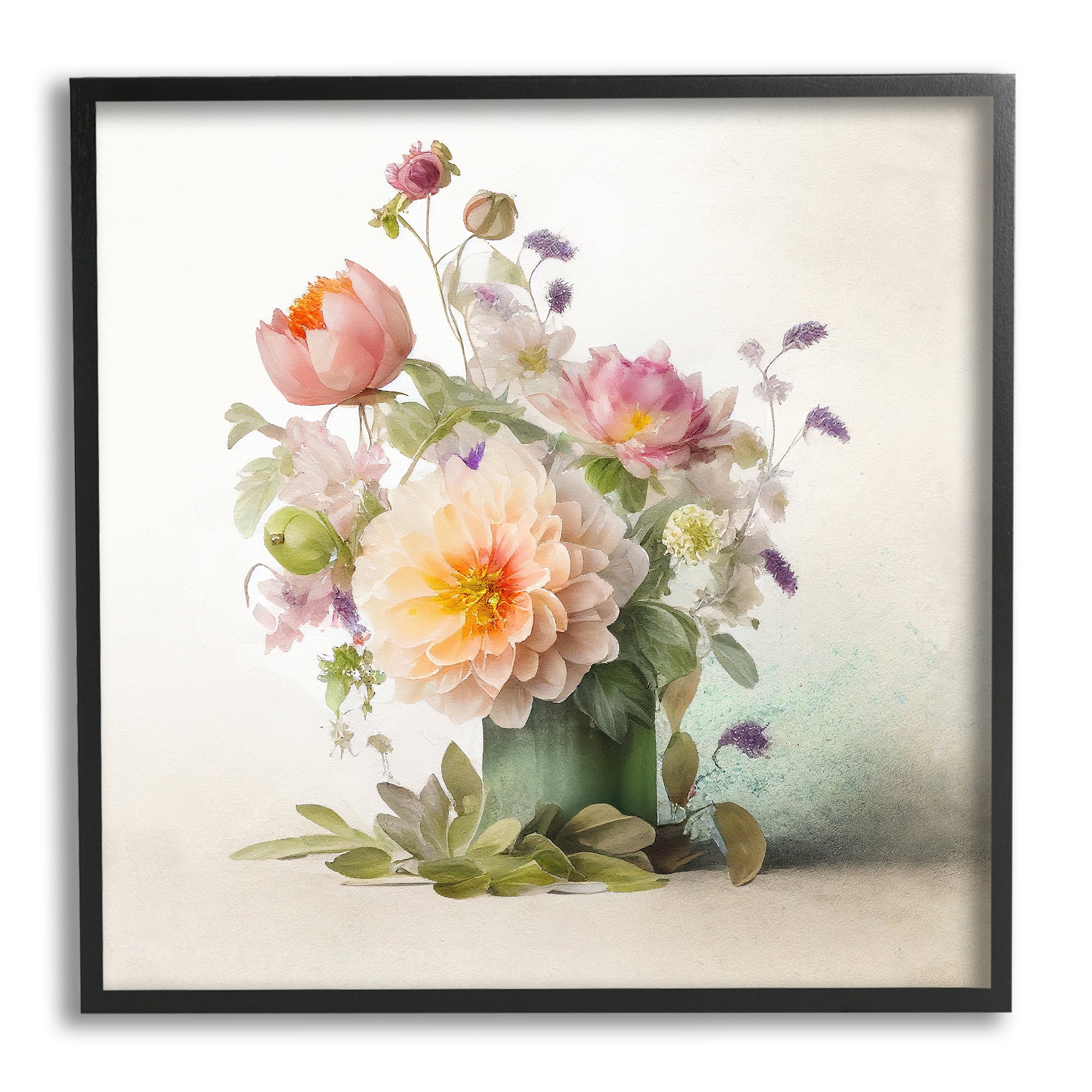 Stupell Industries Spring Floral Bouquet Botanical & Floral Painting Black Framed Art Print Wall Art, 12 x 12