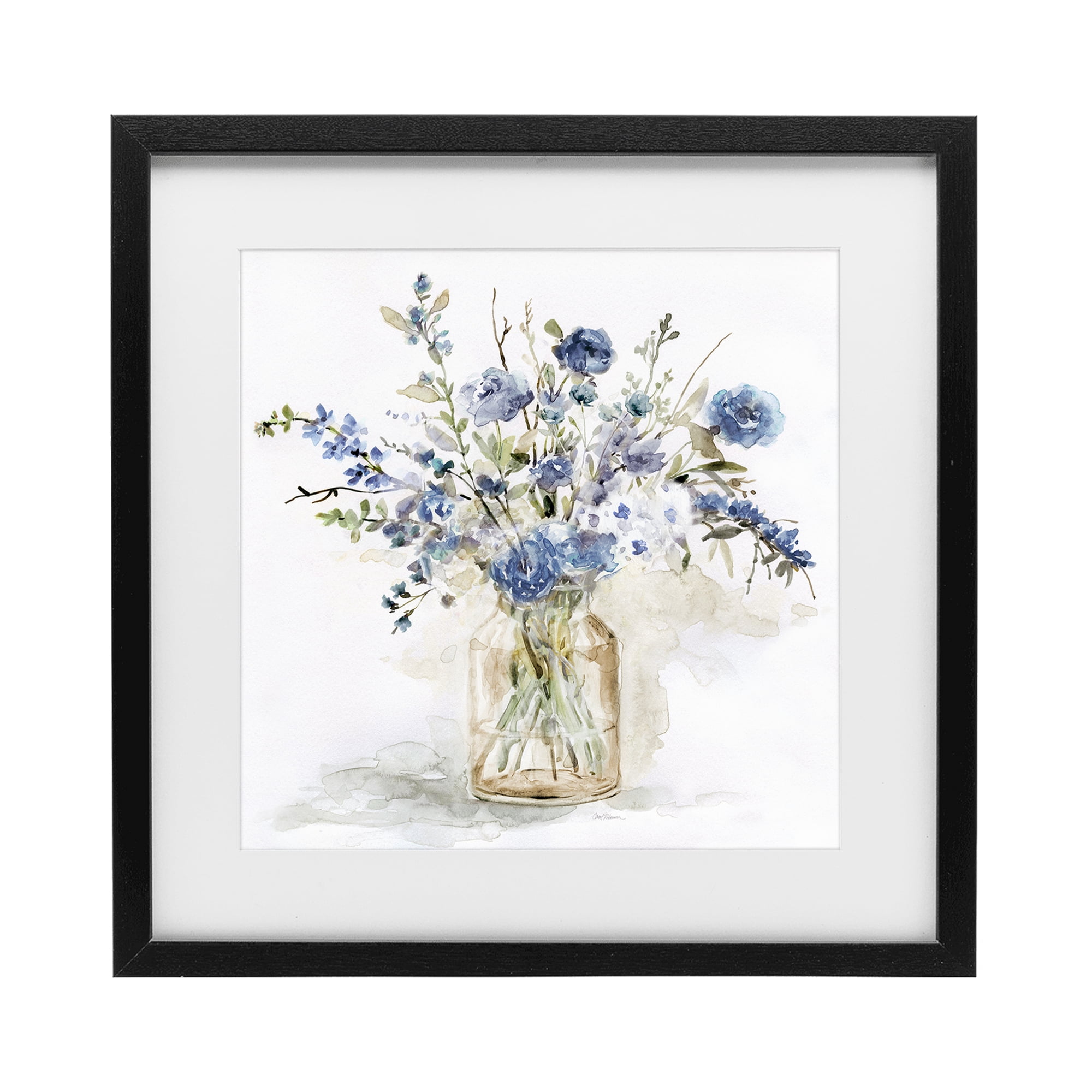 Stupell Industries Spring Floral Dollops Black Framed Print Under Glass, design by Carol Robinson