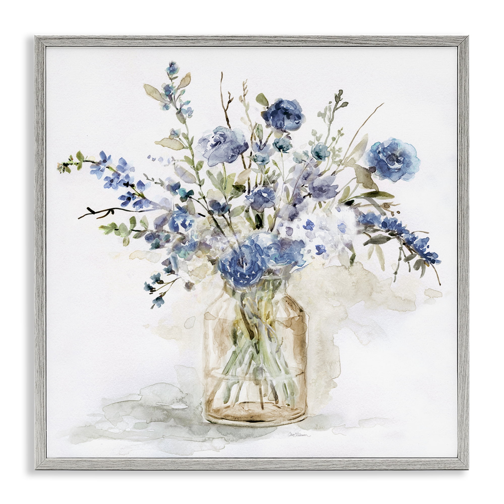 Stupell Industries Spring Floral Dollops Gray Framed Giclee Art, design by Carol Robinson