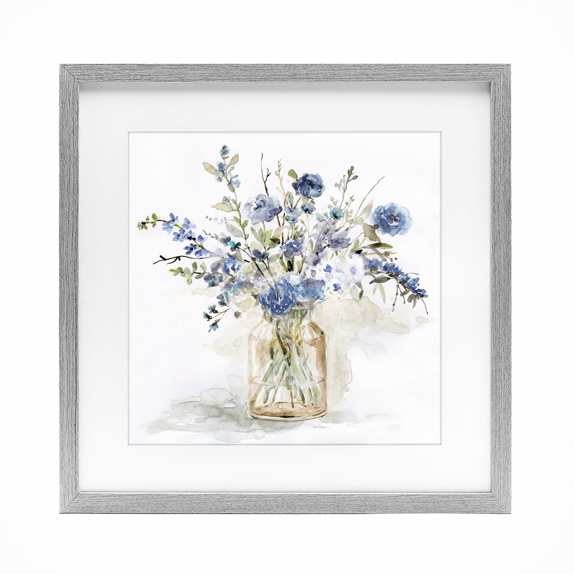 Stupell Industries Spring Floral Dollops Gray Framed Print Under Glass, design by Carol Robinson
