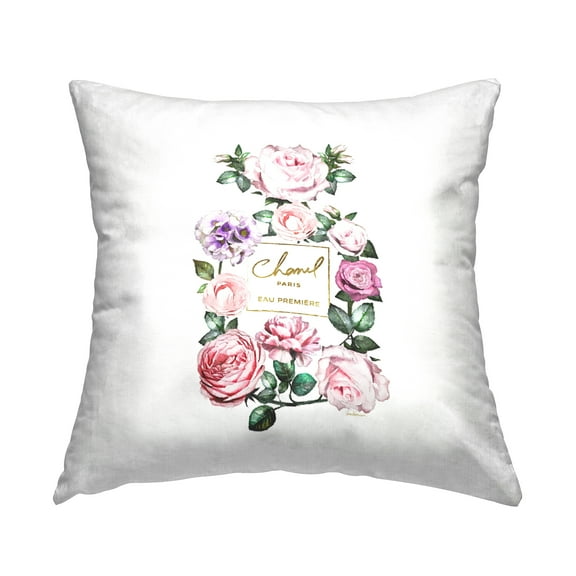 Stupell Industries Spring Floral Garden Designer Fragrance Bottle Design by Amanda Greenwood Throw Pillow