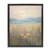 Stupell Industries Spring Floral Mountain Meadow Landscape & Nature Painting Black Floater Framed Canvas Art Print Wall Art, 17 x 21