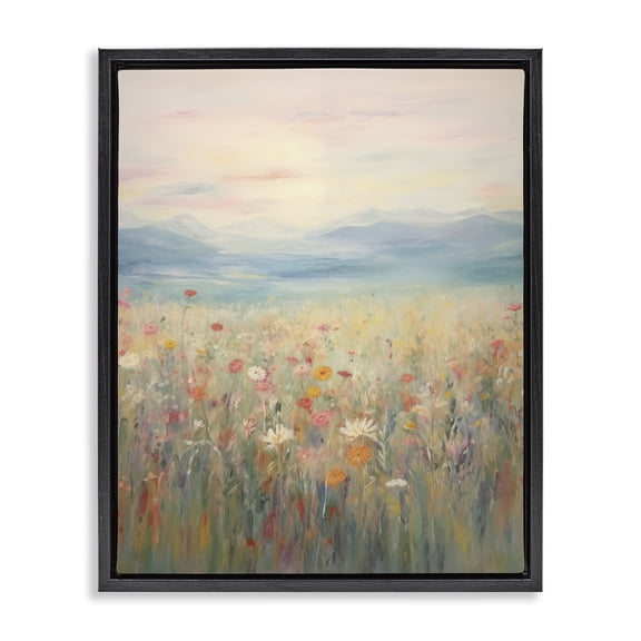 Stupell Industries Transitional Spring Floral Mountain Meadow Black Floating Frame Canvas Art, 25 x 31, by Arlington Prints