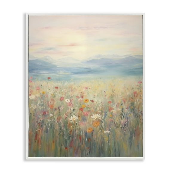 Stupell Industries Spring Floral Mountain Meadow Landscape & Nature Painting White Framed Art Print Wall Art, 24 x 30