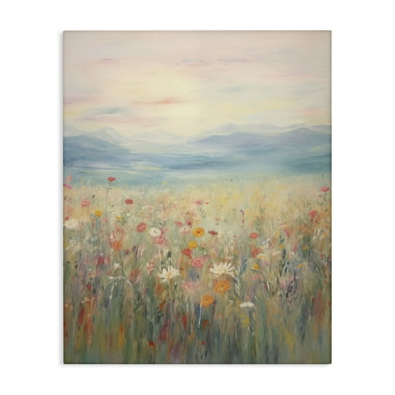 Stupell Industries Spring Floral Mountain Meadow Landscape & Nature Painting Wrapped Canvas Art Print Wall Art, 30 x 40