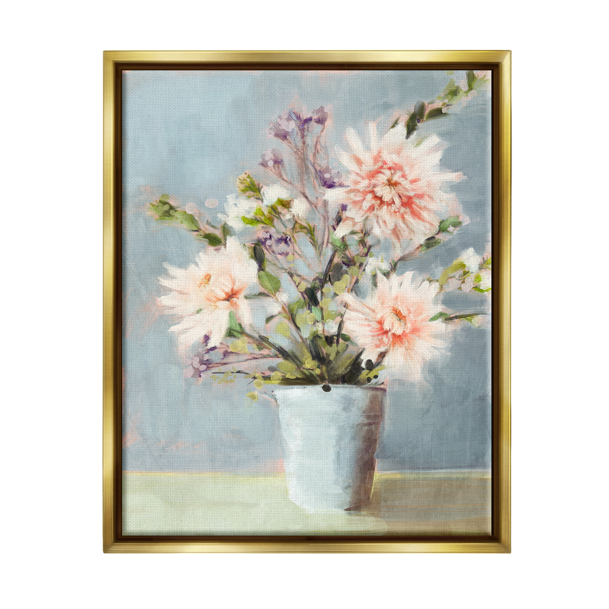Stupell Industries Spring Florals Bouquet Botanical & Floral Painting Gold Floater Framed Art Print Wall Art, 17 x 21