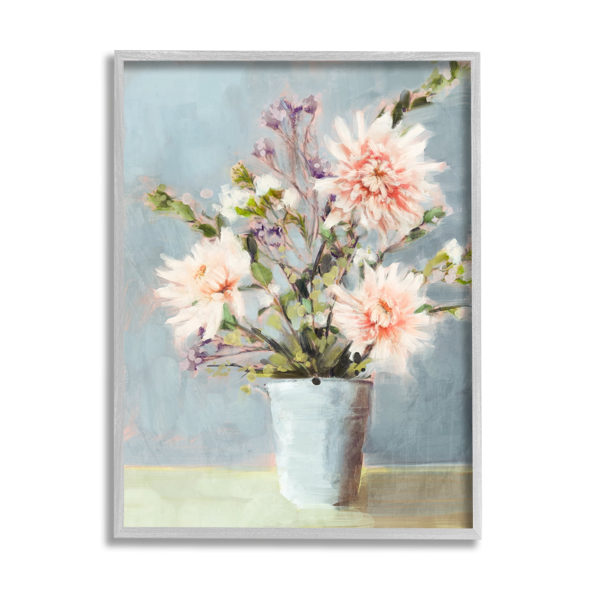 Stupell Industries Spring Florals Bouquet Botanical & Floral Painting Gray Framed Art Print Wall Art, 11 x 14