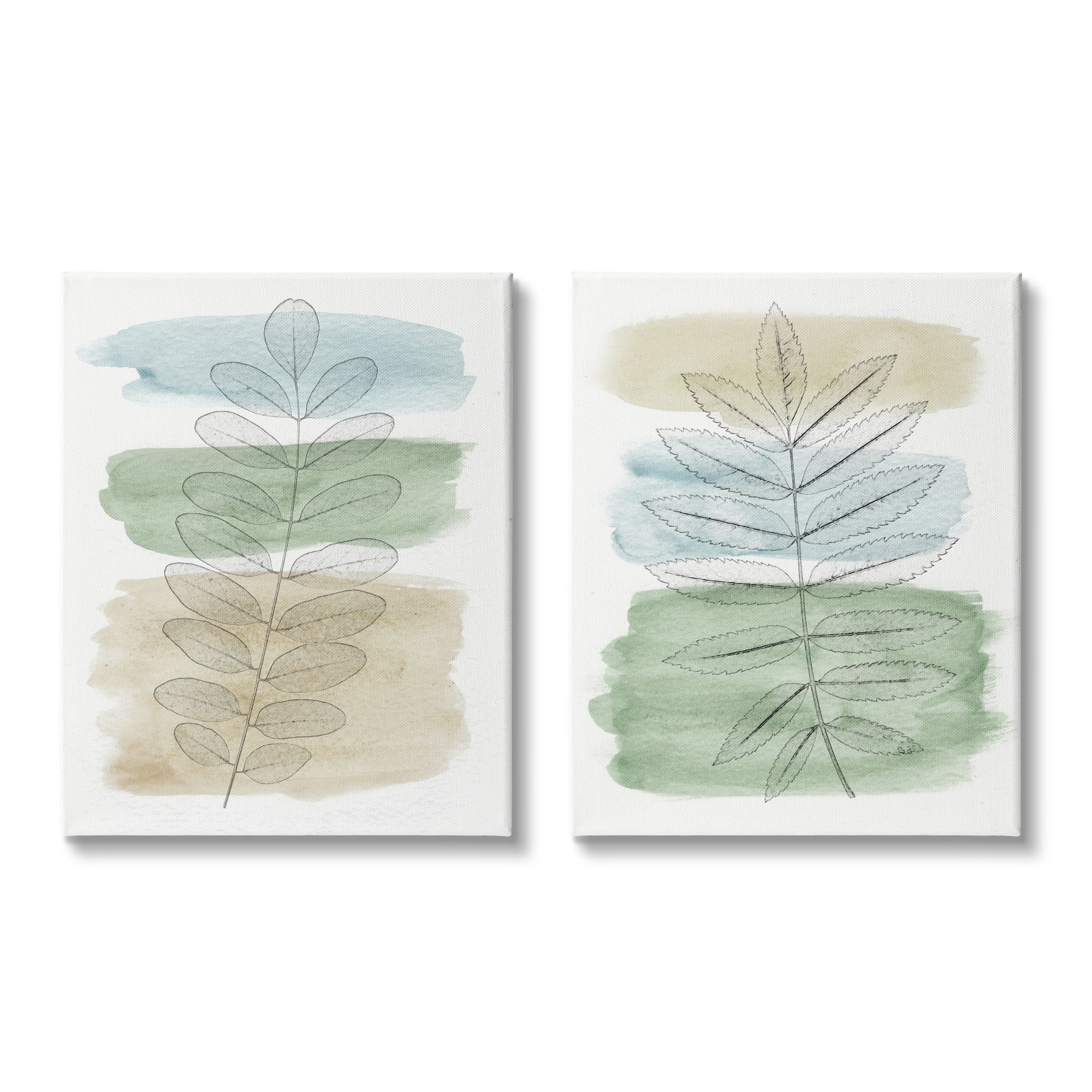 Stupell Industries Spring Forest Branches Over Soft Cool Neutrals Botanical & Floral Painting Gallery Wrapped Canvas Art Print Wall Art, 16 x 20, Set of 2