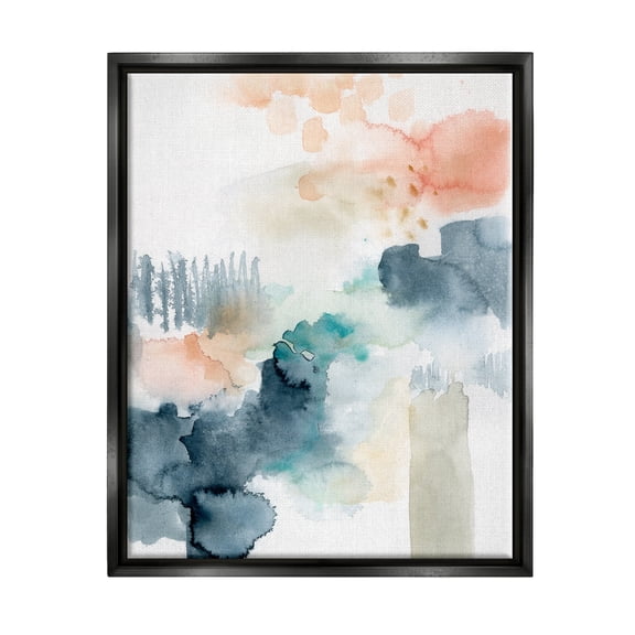 Stupell Industries Spring Forest Veil Abstract Tree Landscape Jet Black Framed Floating Canvas Wall Art, 24x30, by Victoria Barnes