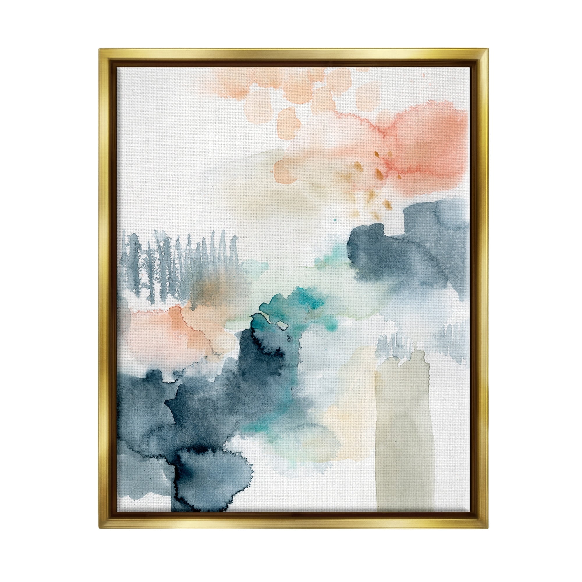 Stupell Industries Spring Forest Veil Abstract Tree Landscape Metallic Gold Framed Floating Canvas Wall Art, 16x20, by Victoria Barnes