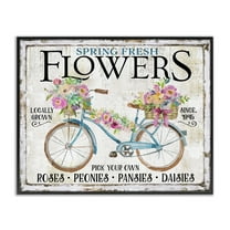 Stupell Industries Spring Fresh Flowers & Bike Transportation Painting Black Framed Art Print Wall Art, 14 x 11