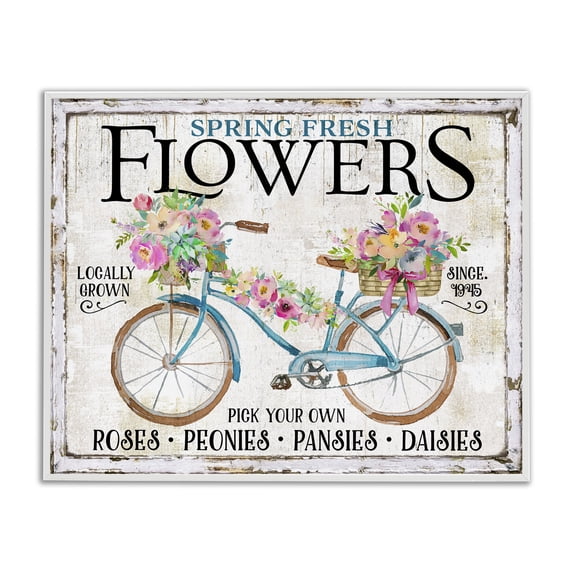 Stupell Industries Rustic Lodge Spring Fresh Flowers & Bike White Framed Giclee Art, 14 x 11, by Creatif Belle