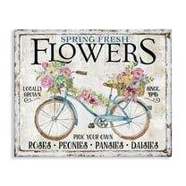 Stupell Industries Spring Fresh Flowers & Bike Transportation Painting Wrapped Canvas Art Print Wall Art, 20 x 16